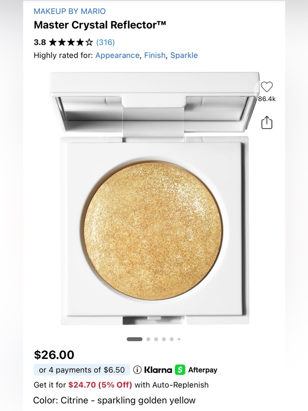 Makeup By Mario Gold Baked Highlighter – Citrine - Radiant Bronze-Gold Glow